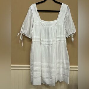 J Crew Dress XL Womens White Calliste Mini Puff Sleeve Cotton Voile NWT